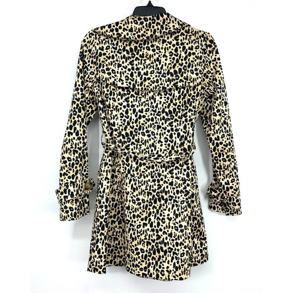 Forever 21 Trench Coat Leopard Double Breasted Belted Lined - Picture 8 of 10